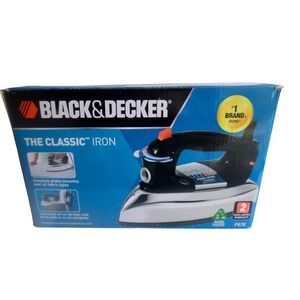 Black & Decker The Classic Steam Dry Iron Polsihed Soleplate Black EUC with Box